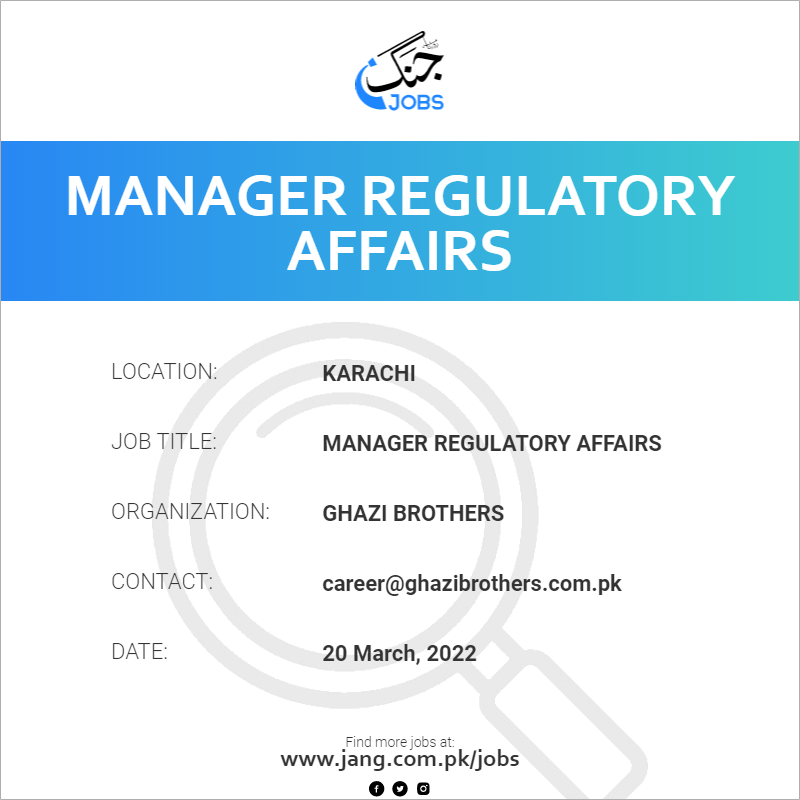 Manager Regulatory Affairs