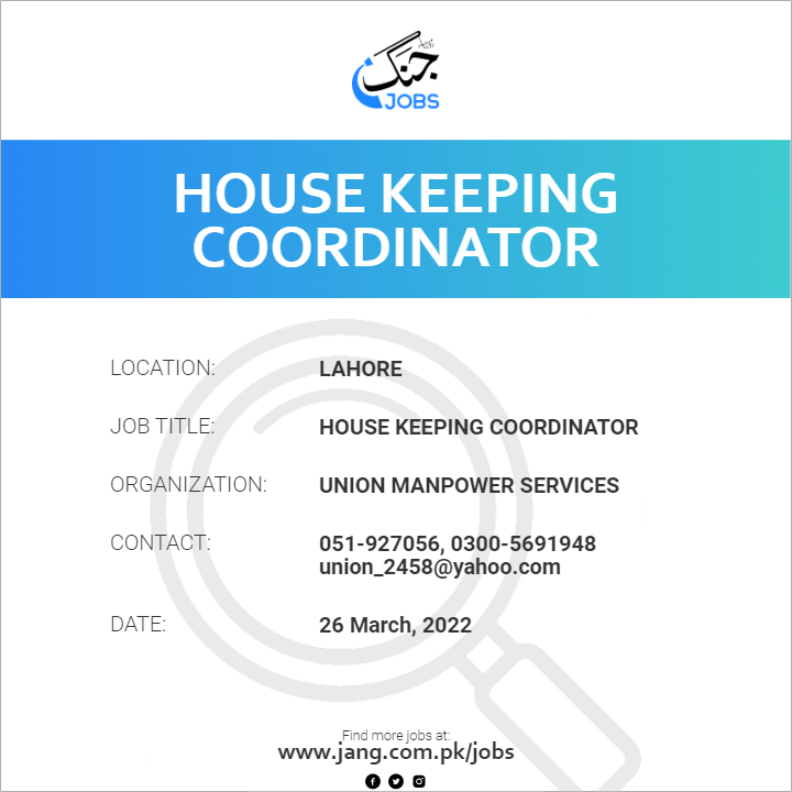 House Keeping Coordinator