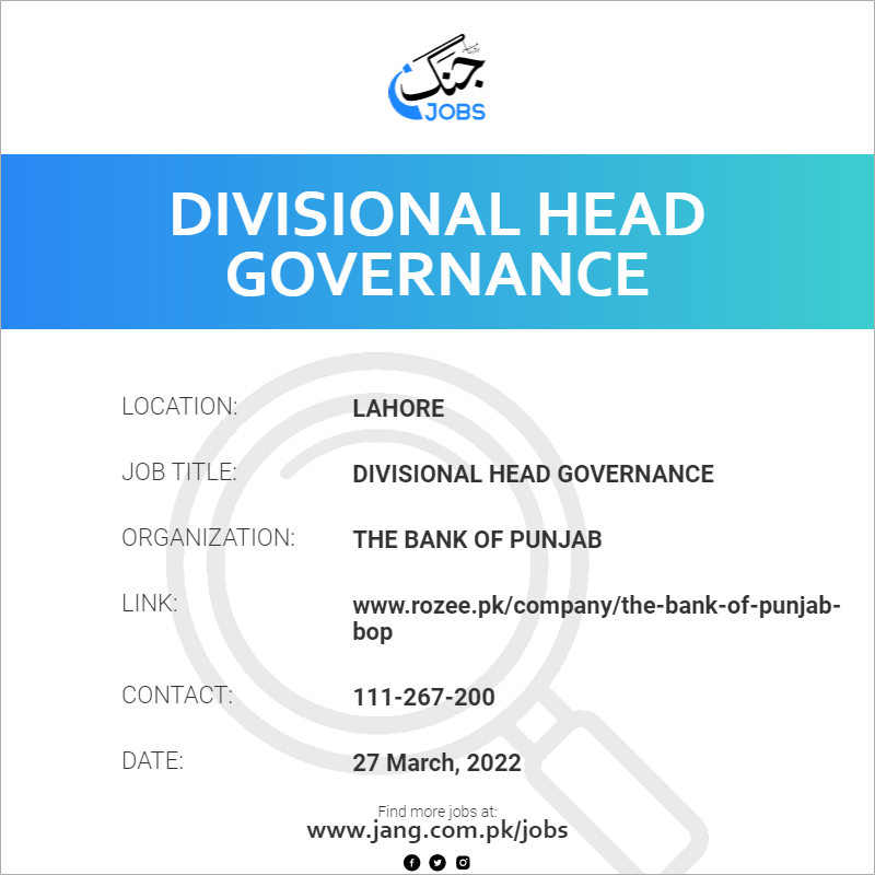Divisional Head Governance