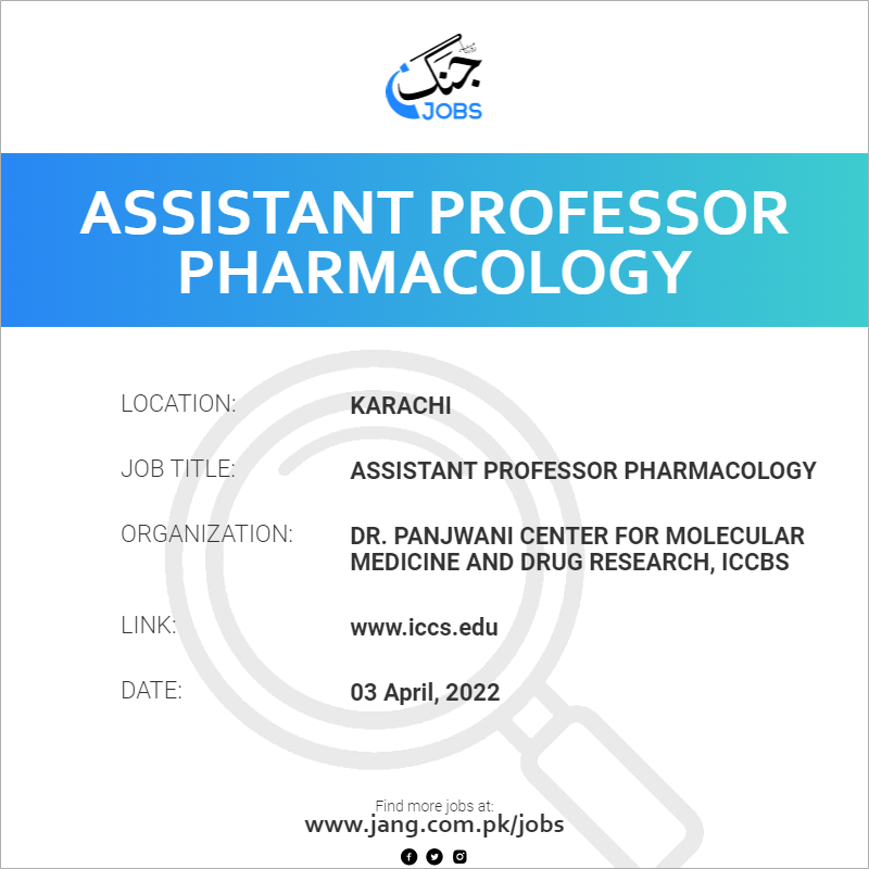 Assistant Professor Pharmacology