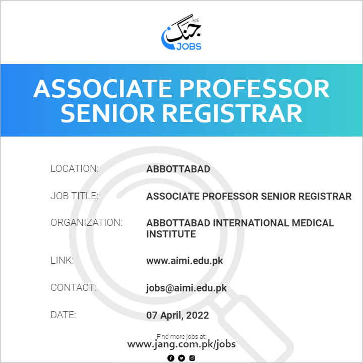 Associate Professor Senior Registrar