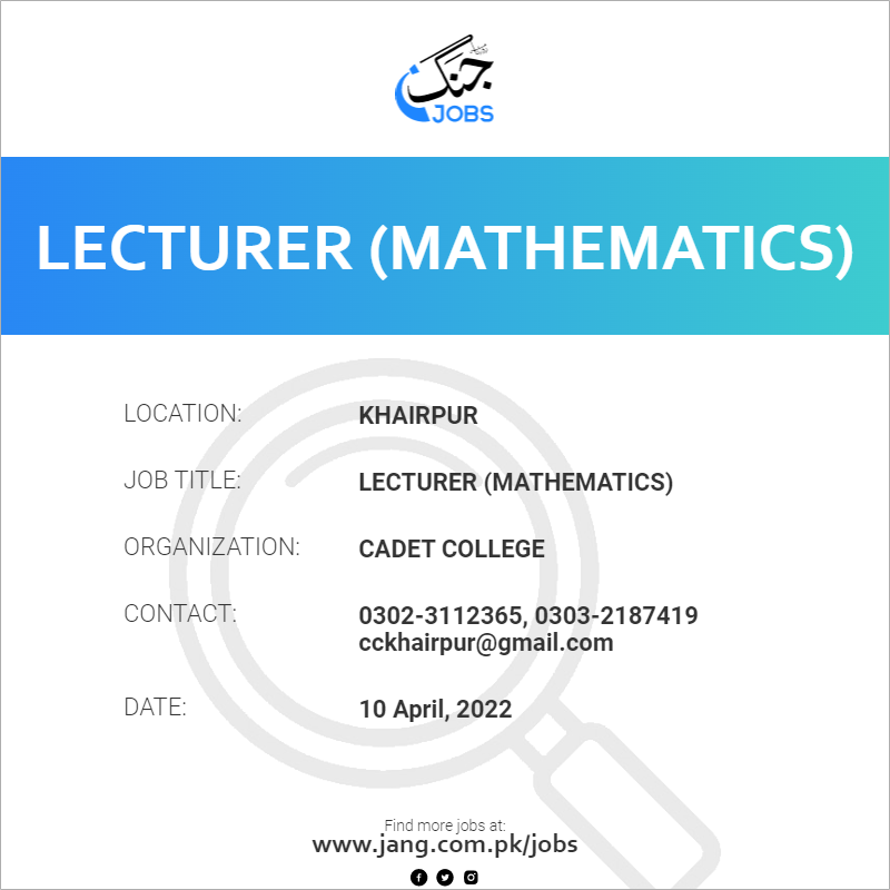 Lecturer (Mathematics)