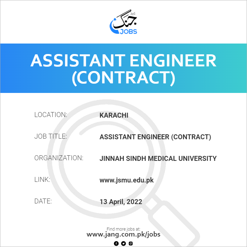 assistant-engineer-contract-job-jinnah-sindh-medical-university