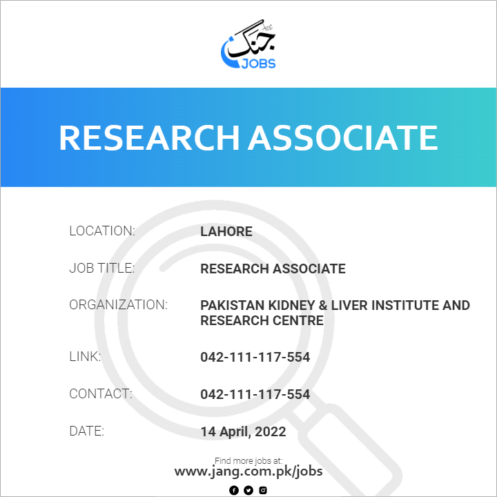 research associate job description in pakistan