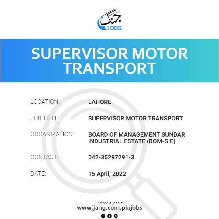 Supervisor Motor Transport