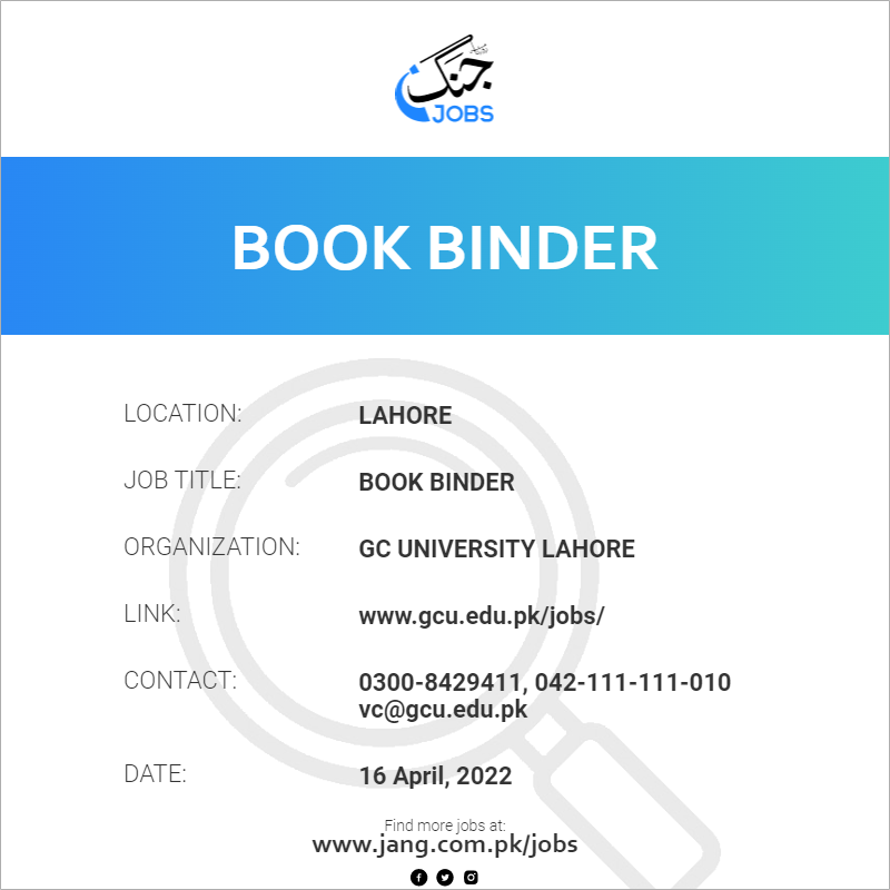 book-binder-job-gc-university-lahore-jobs-in-lahore-41101