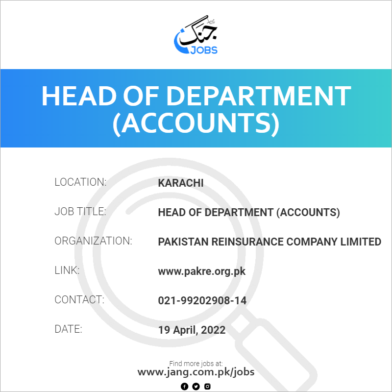 Head Of Department (Accounts)