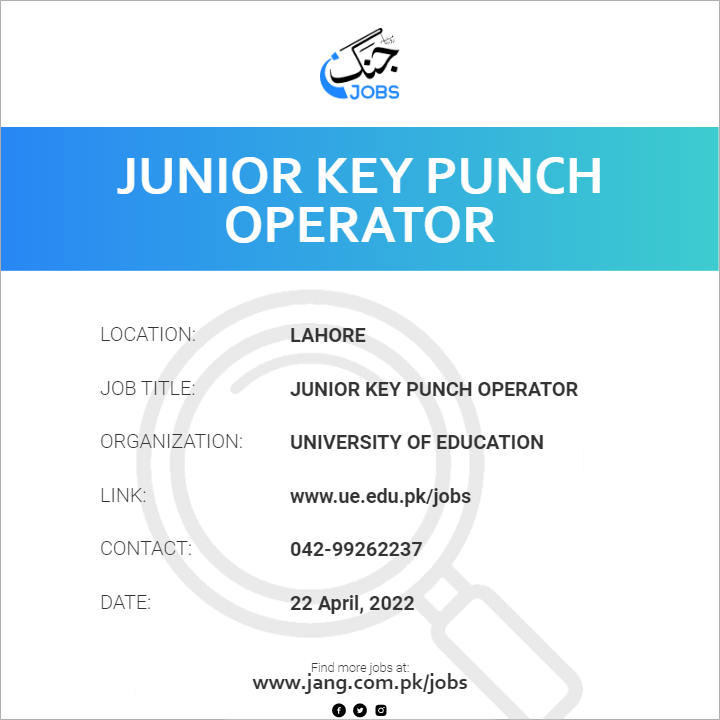 Junior Key Punch Operator