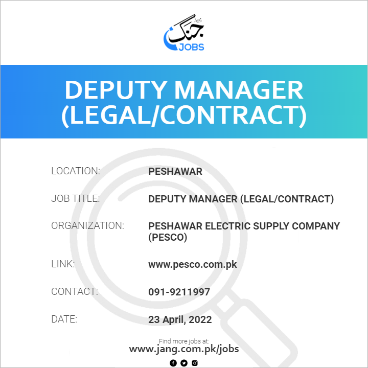 Deputy Manager (Legal/Contract)