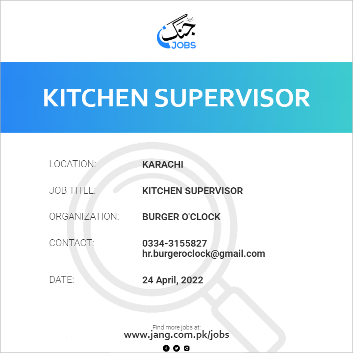 Kitchen Supervisor