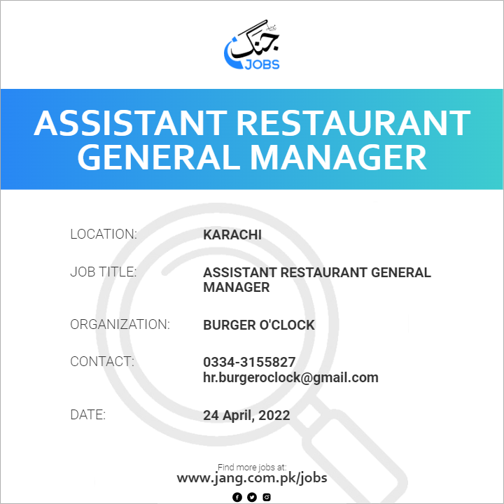 Assistant Restaurant General Manager
