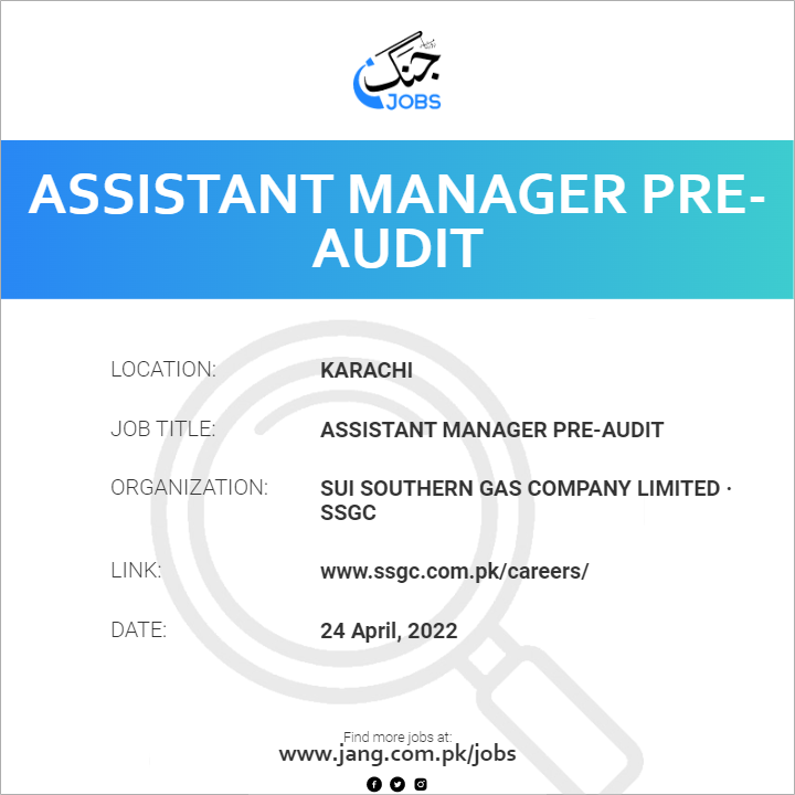 Assistant Manager Pre-Audit
