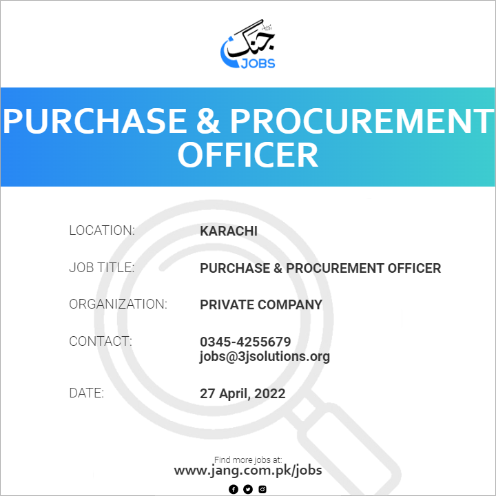 purchase-procurement-officer-job-private-company-jobs-in-karachi