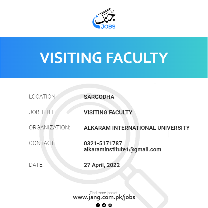 visiting-faculty-job-alkaram-international-university-jobs-in