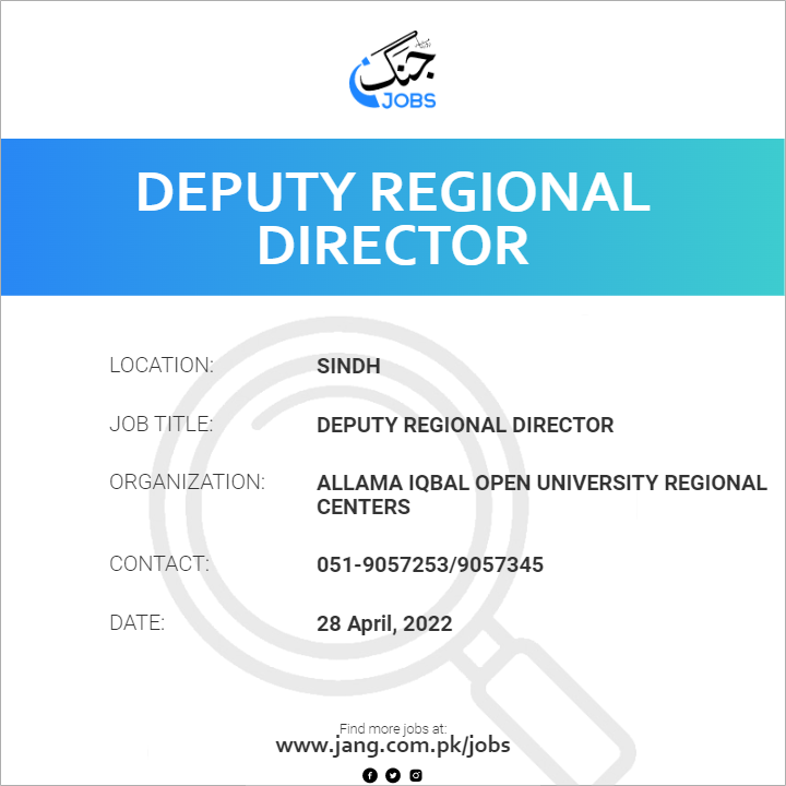 deputy-regional-director-job-allama-iqbal-open-university-regional