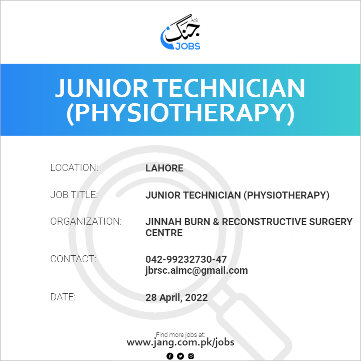 Junior Technician (Physiotherapy)