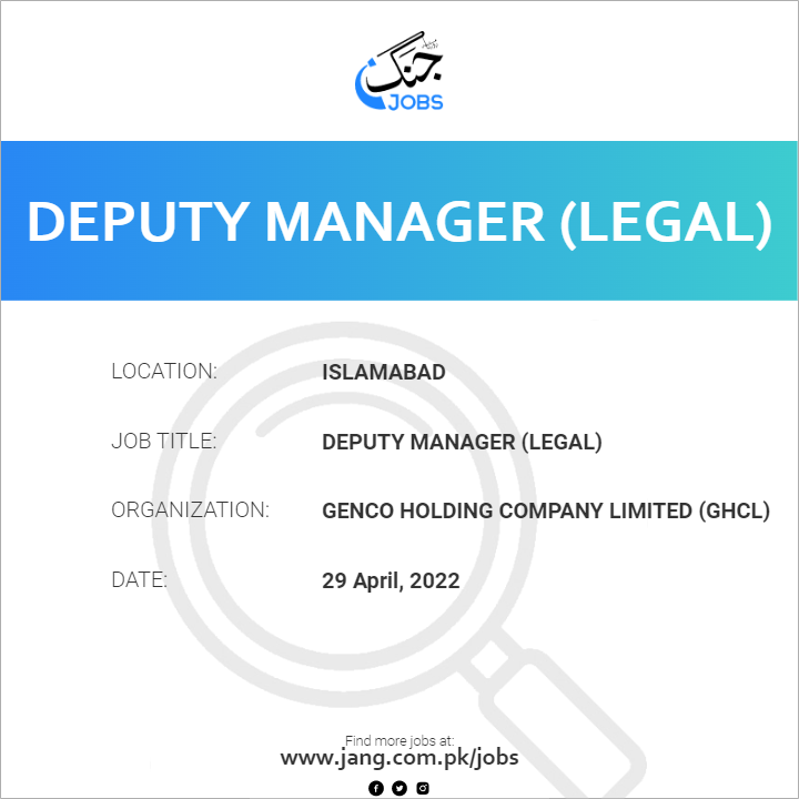 Deputy Manager (Legal)
