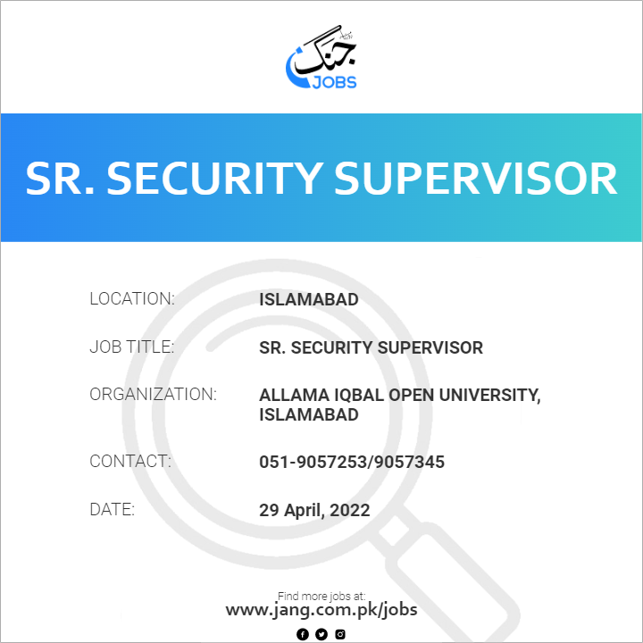 Sr. Security Supervisor