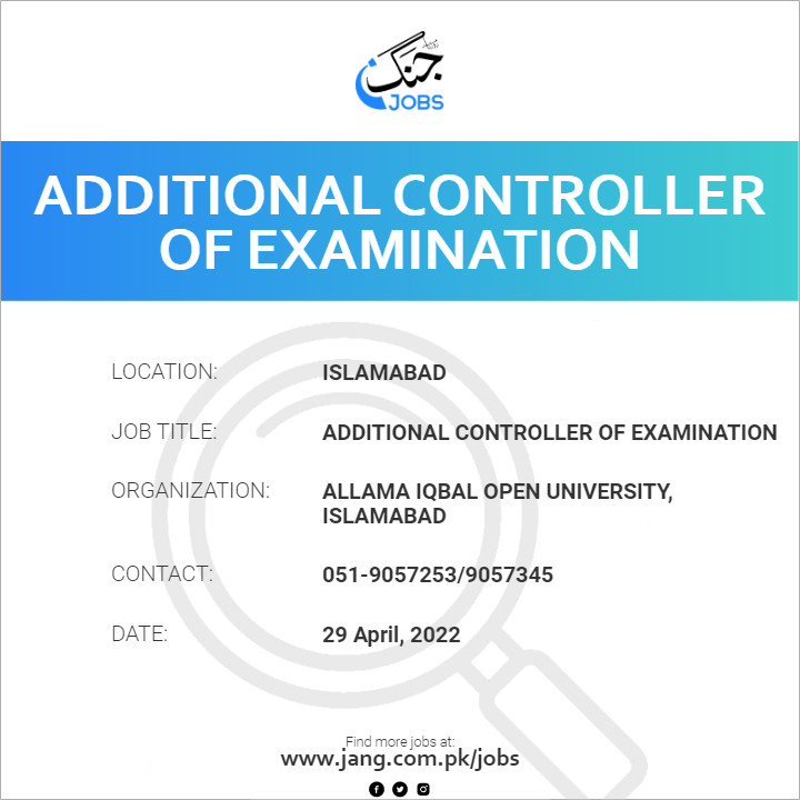 Additional Controller Of Examination