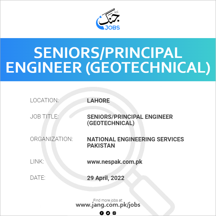 Seniors/principal Engineer (geotechnical) Job National Engineering