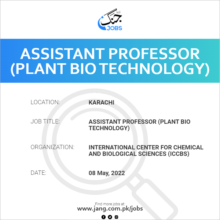 Assistant Professor (Plant Bio technology)
