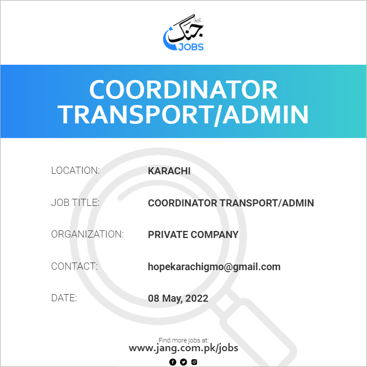 travel coordinator jobs in karachi