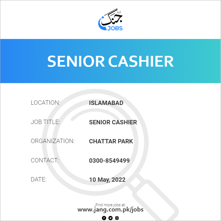 Senior Cashier 