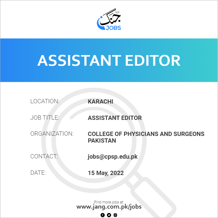 assistant-editor-job-college-of-physicians-and-surgeons-pakistan