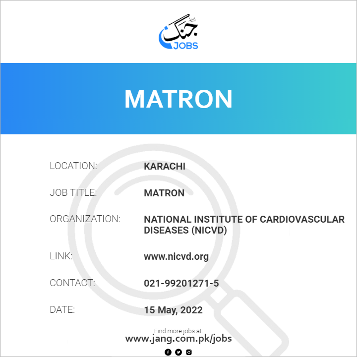 matron-job-national-institute-of-cardiovascular-diseases-nicvd