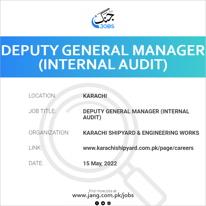 deputy-general-manager-internal-audit-job-karachi-shipyard