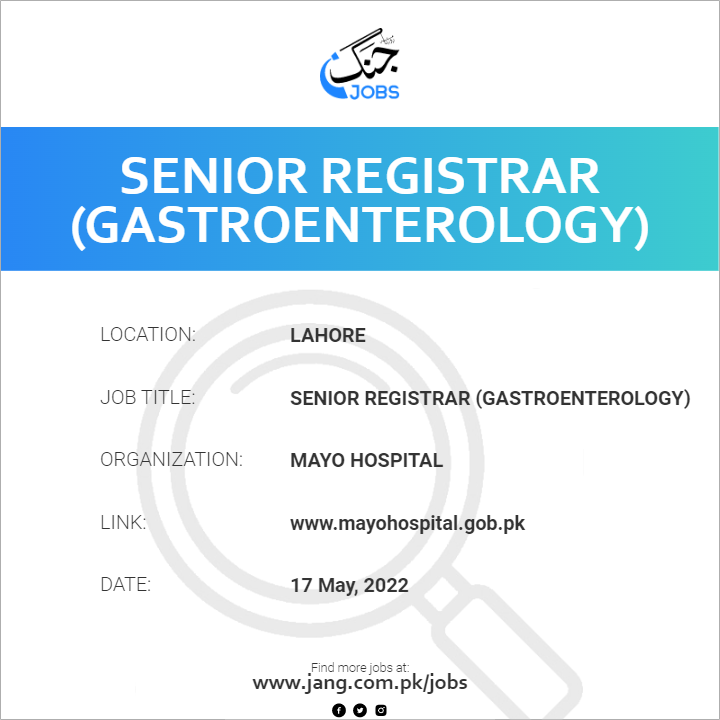 senior-registrar-gastroenterology-job-mayo-hospital-jobs-in