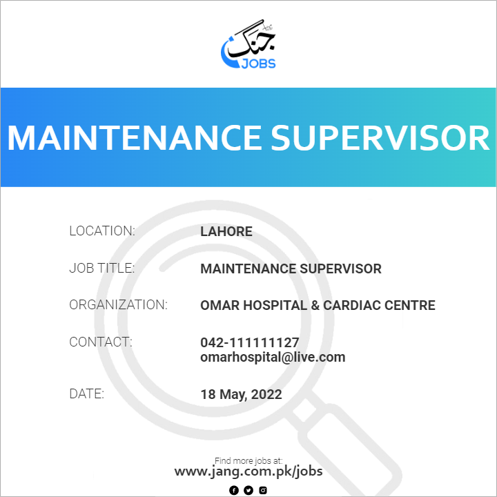 Maintenance Supervisor