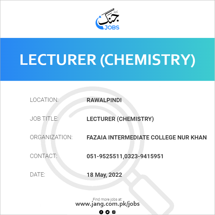 Lecturer (Chemistry)
