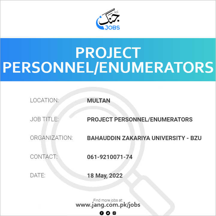 Project Personnel/Enumerators