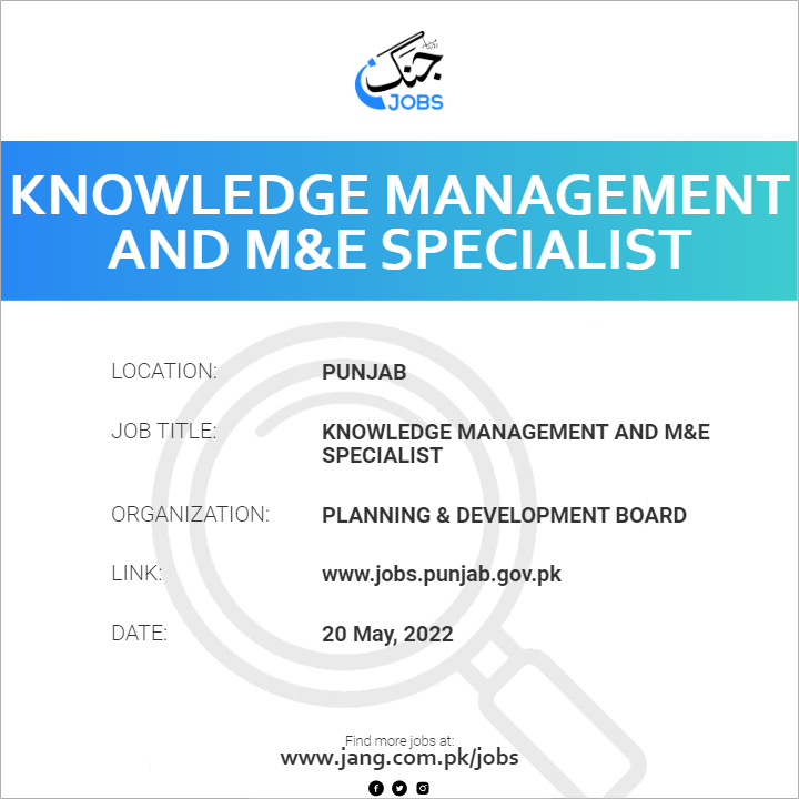 Knowledge Management And M&E Specialist