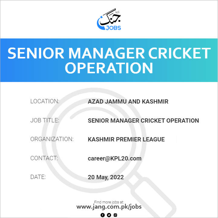 Senior Manager Cricket Operation