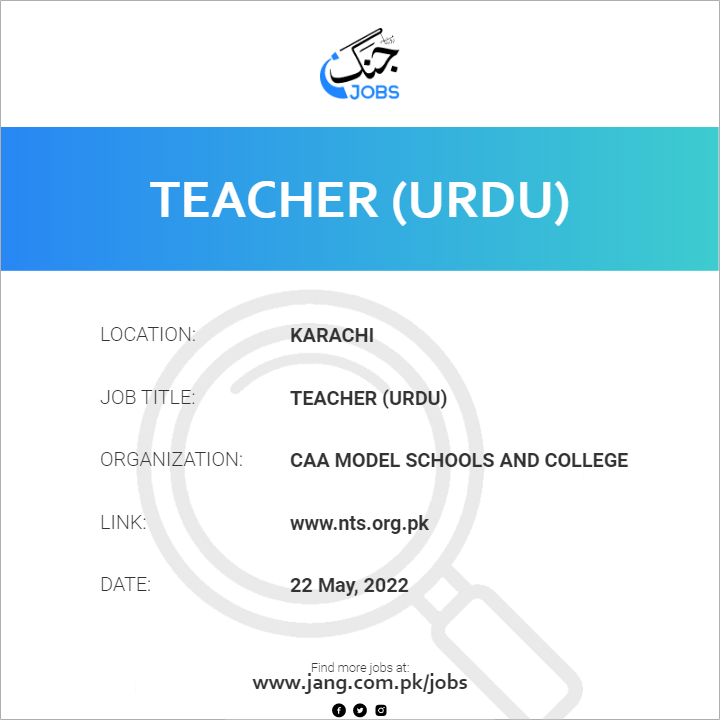 Teacher urdu Job Caa Model Schools And College Jobs In Karachi teacher-urdu-job-caa-model-schools-and-college-jobs-in-karachi