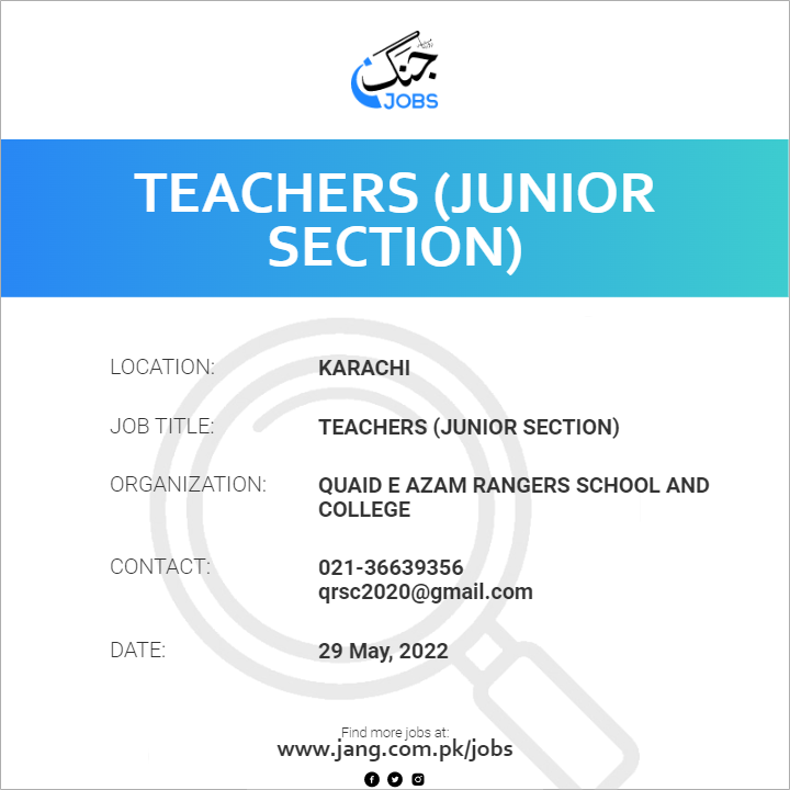 Teachers (Junior Section)
