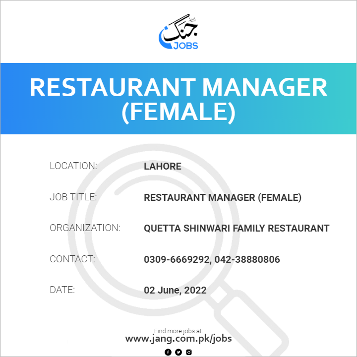 Restaurant Manager (Female)