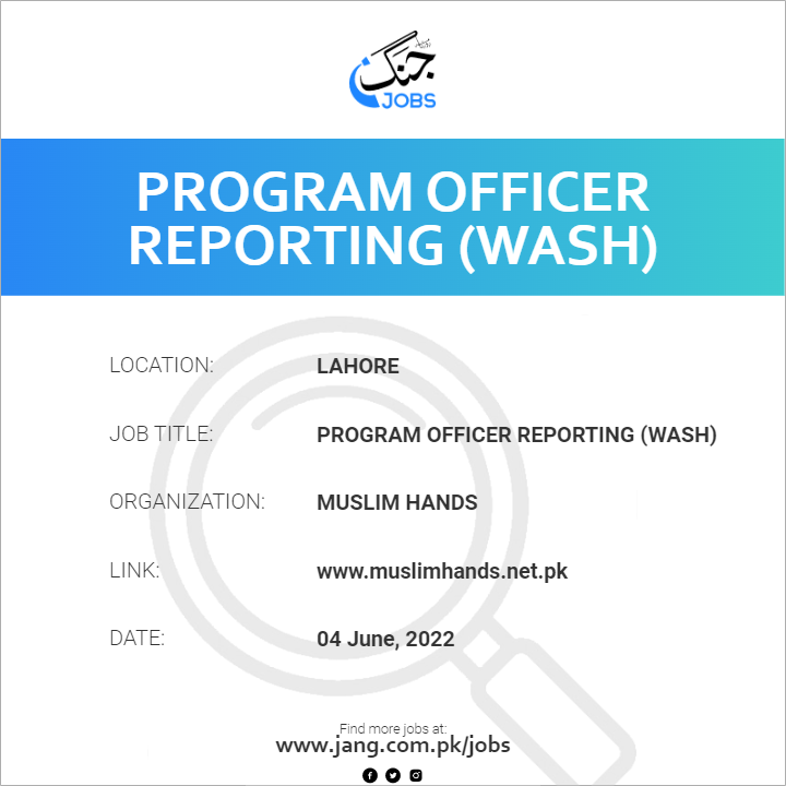 Program Officer Reporting (WASH)