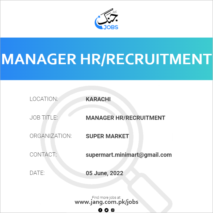 Manager HR/Recruitment