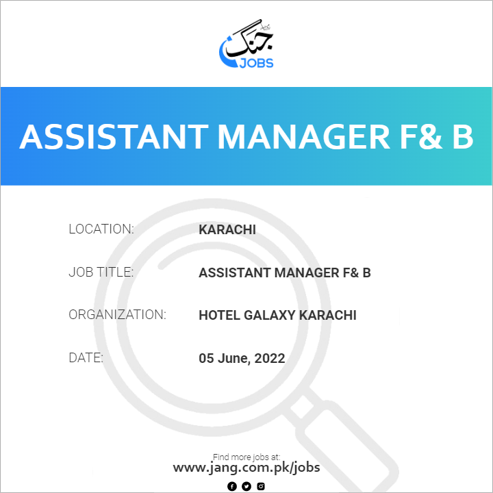 Assistant Manager F& B