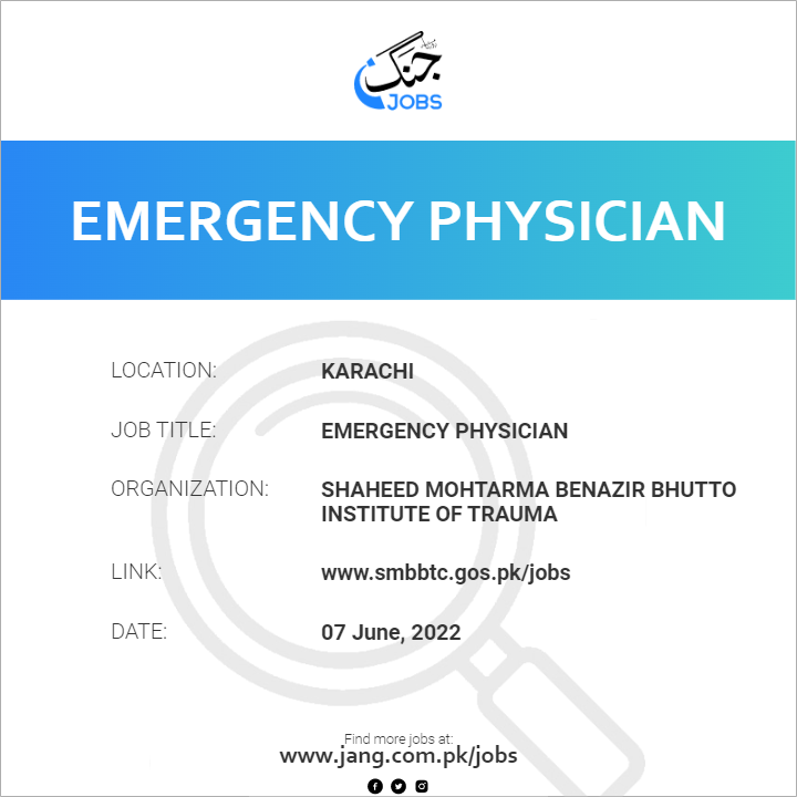 emergency-physician-job-shaheed-mohtarma-benazir-bhutto-institute-of