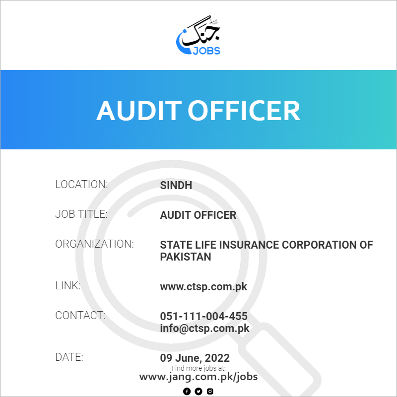 audit-officer-job-state-life-insurance-corporation-of-pakistan-jobs