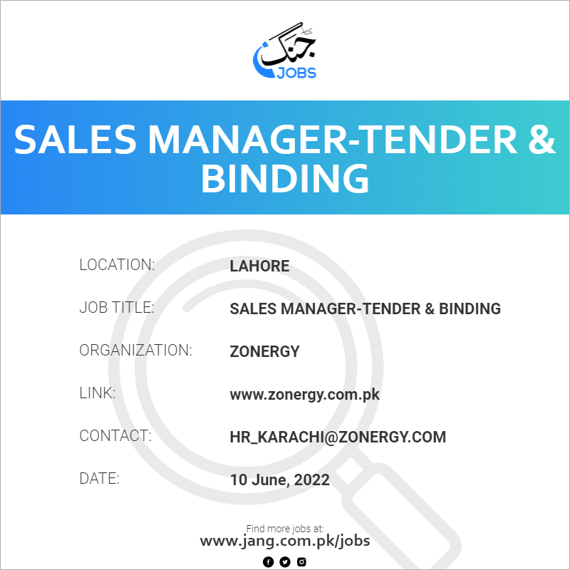 Sales Manager-Tender & Binding
