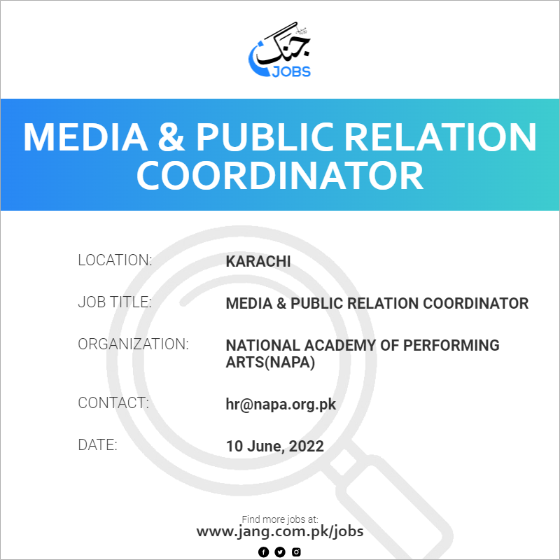 Media & Public Relation Coordinator