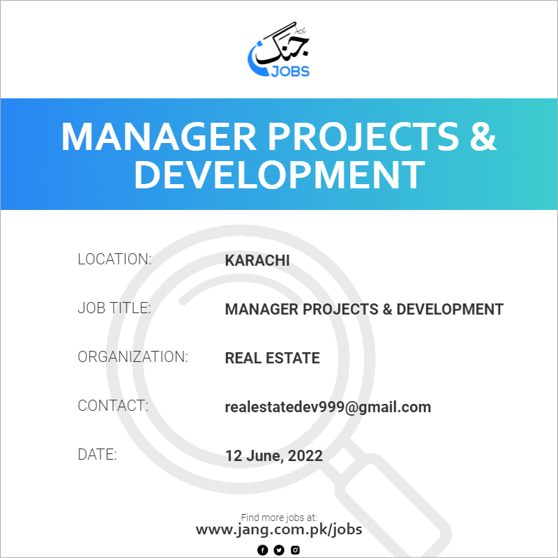 Manager Projects & Development