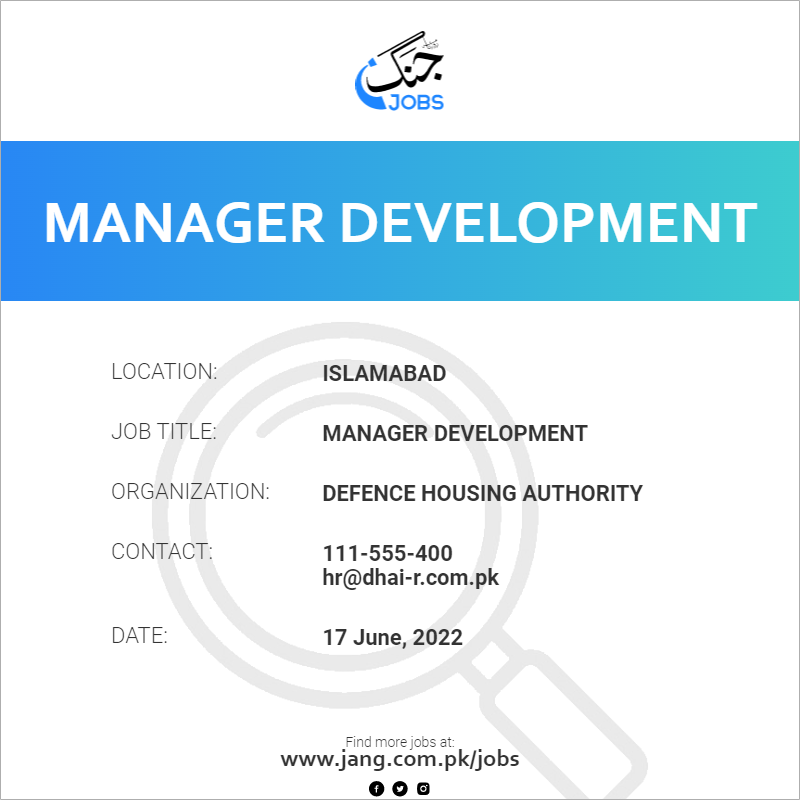 manager-development-job-defence-housing-authority-jobs-in-islamabad