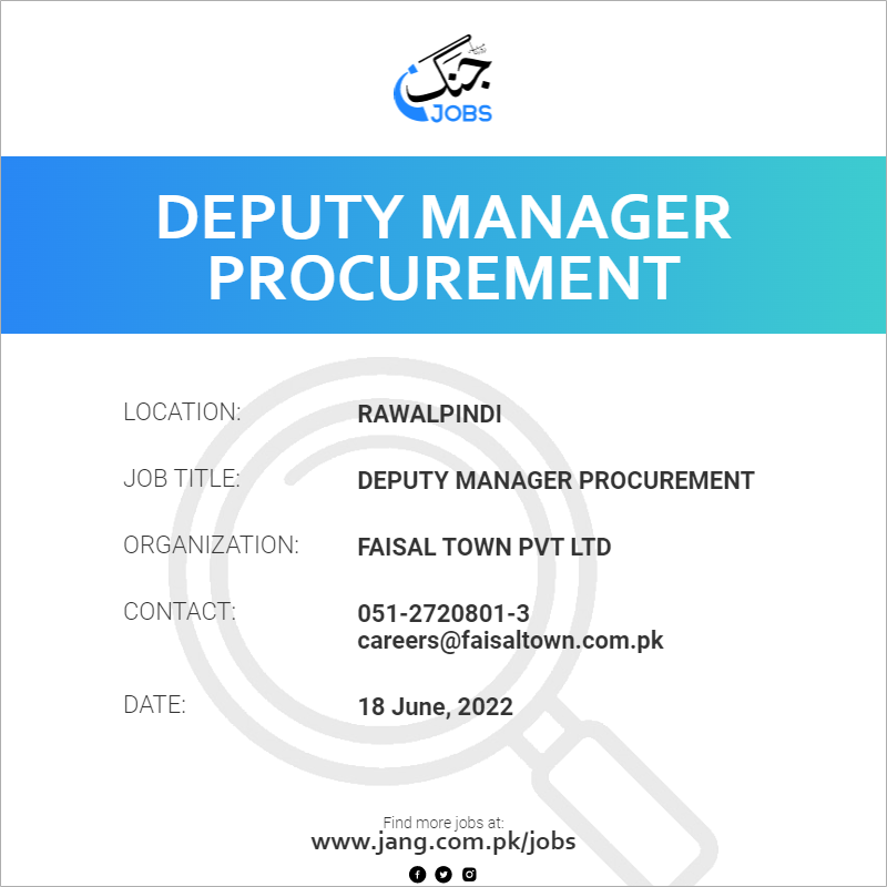 Deputy Manager Procurement