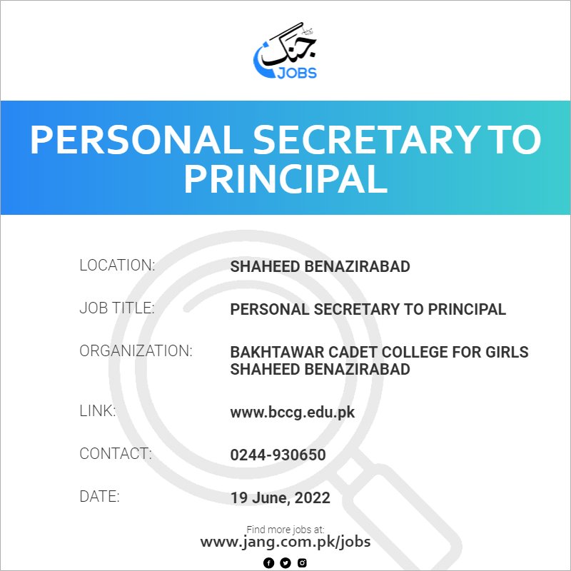 Personal Secretary To Principal